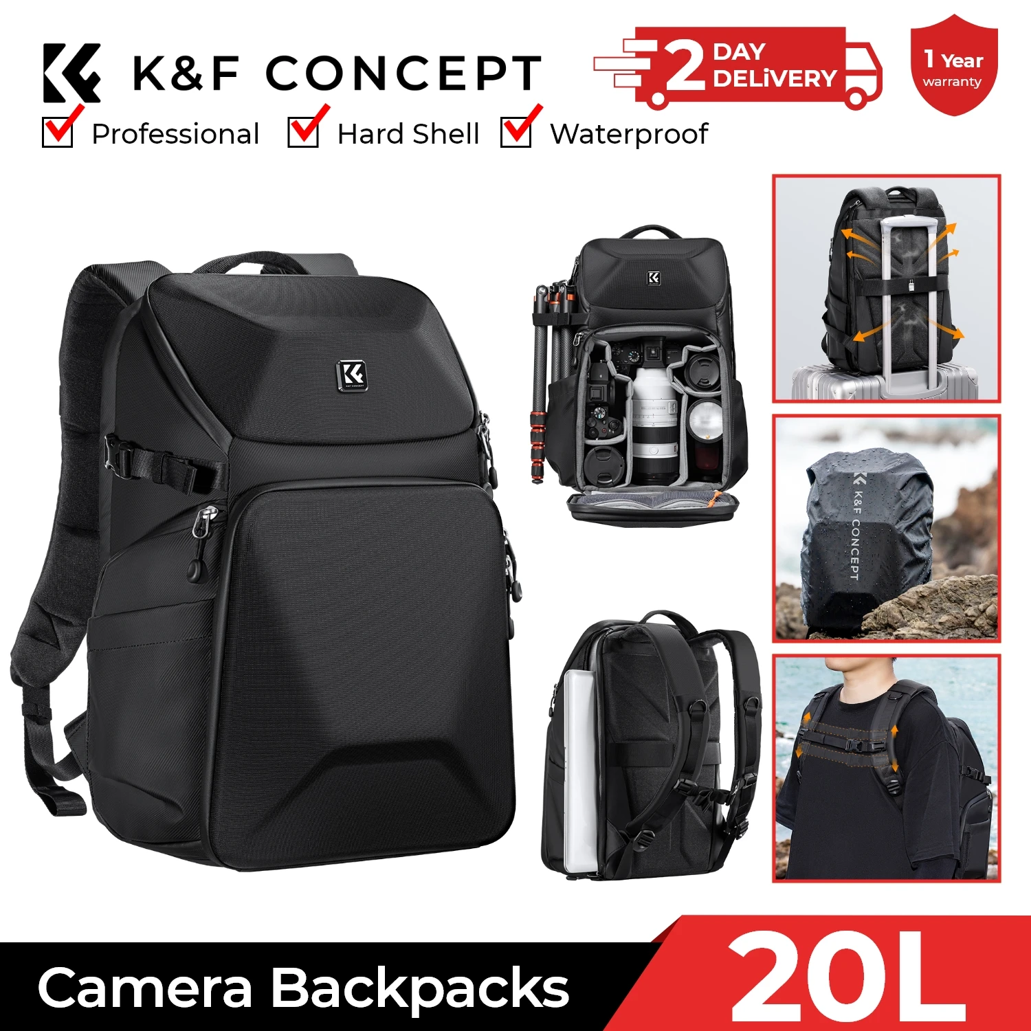 Photography Lighting Equipment Bags - K&F CONCEPT 20L cameratas waterdicht met