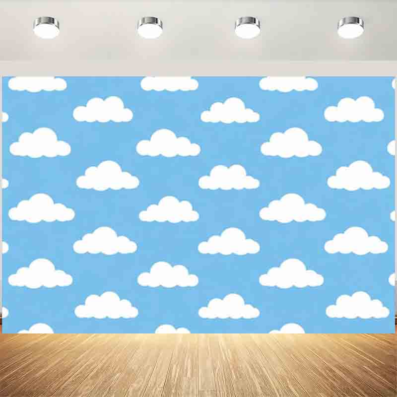 Photography Lighting Background - Cartoon eenvoudige blauwe lucht witte wolk
