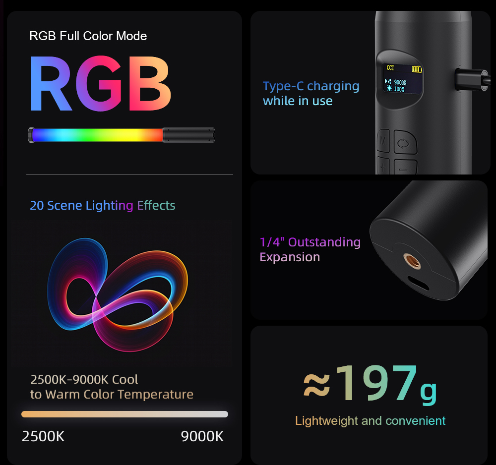 LUXCEO P300 RGB Tube 5W 380LM  - Photography Lighting Wand recensie en prijs