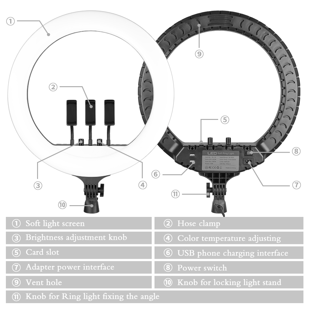 SH 18 Inch Knob Ring Light LED - Photography Lighting Wand recensie en prijs