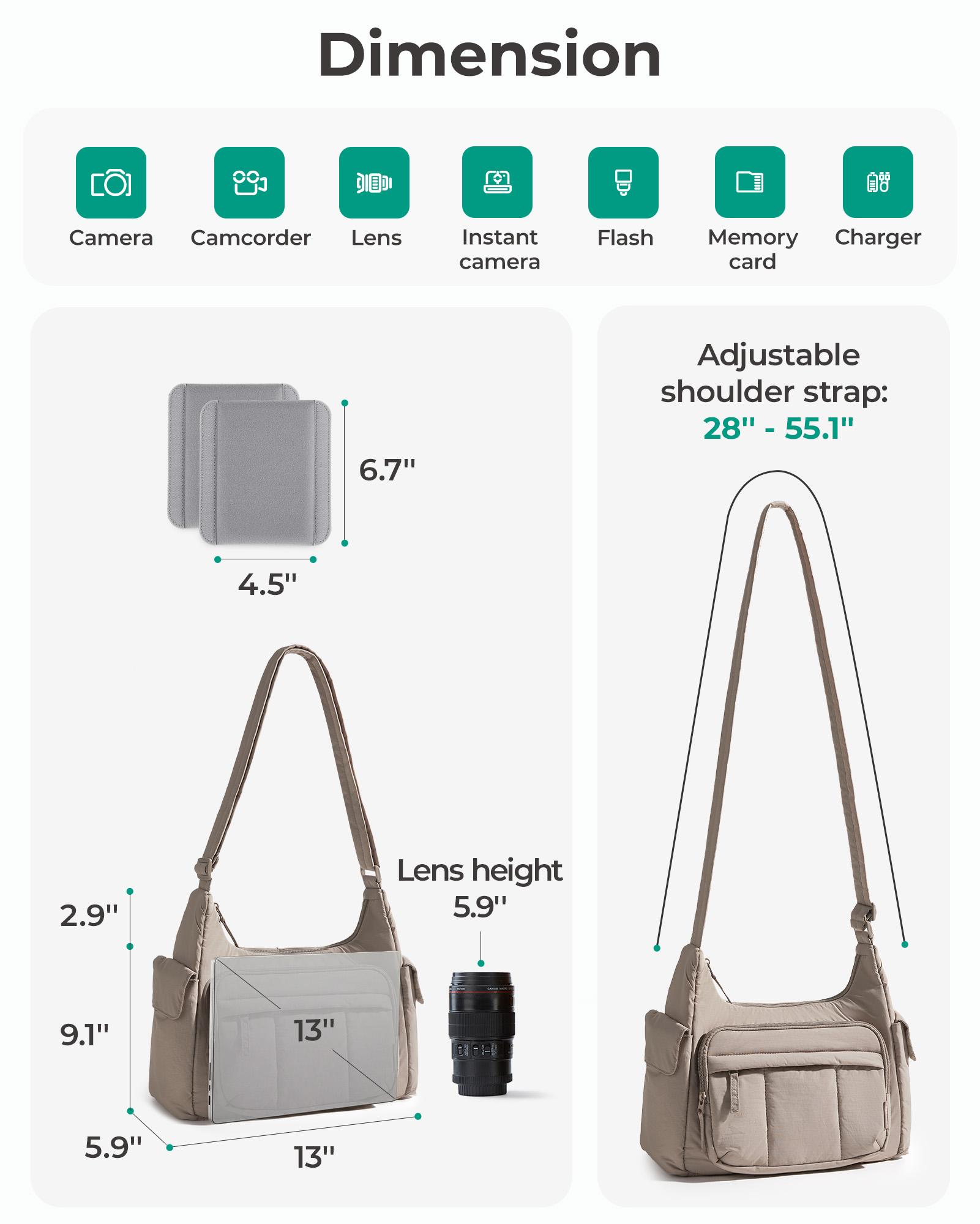 BAGSMART 2-in-1 cameratas voor - Photography Lighting Equipment Bags recensie en prijs